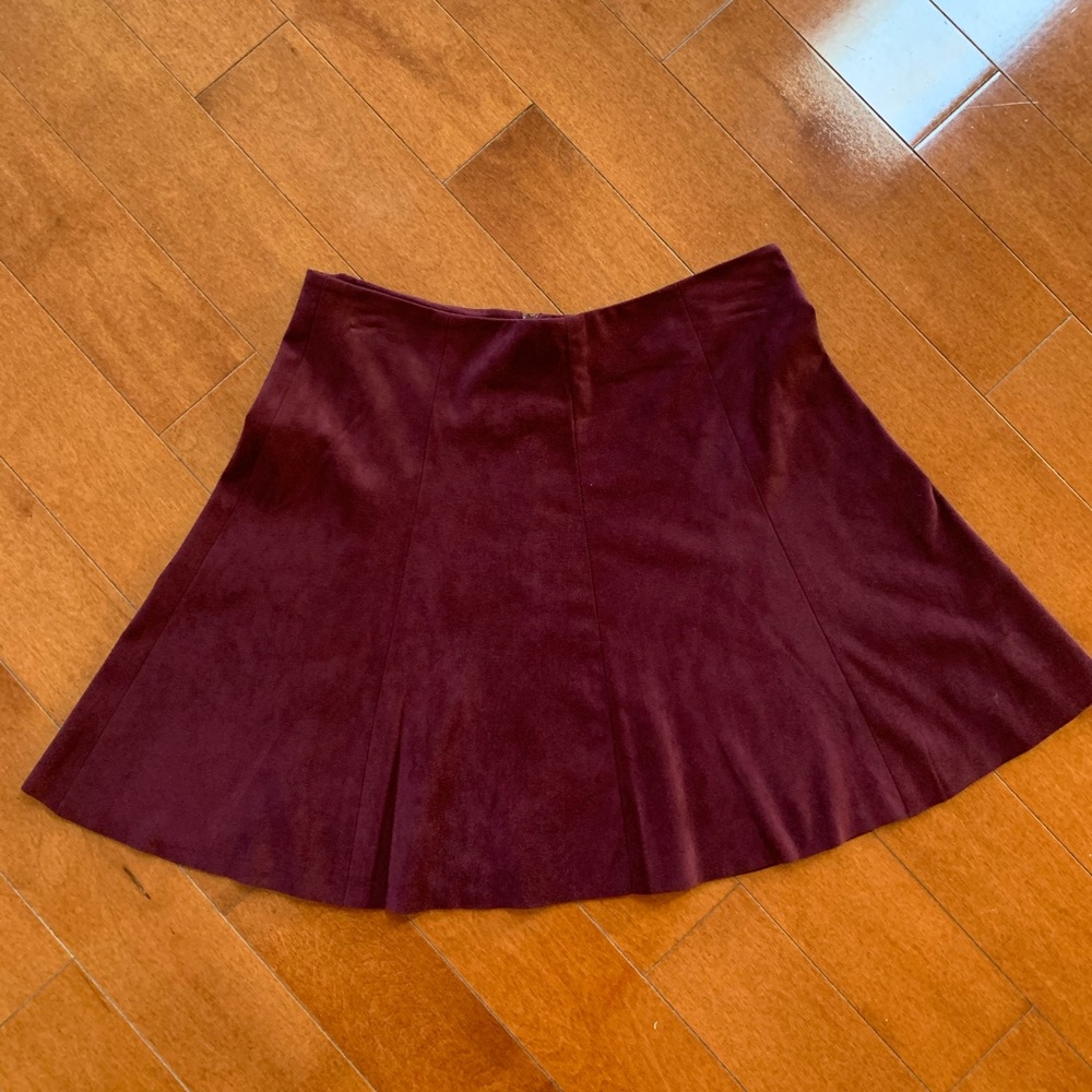 Maroon velvet skater skirt